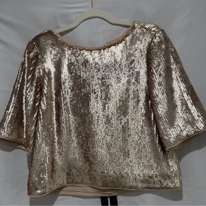 J. Crew Shimmering Rose Gold Bianca Sequin Blouse